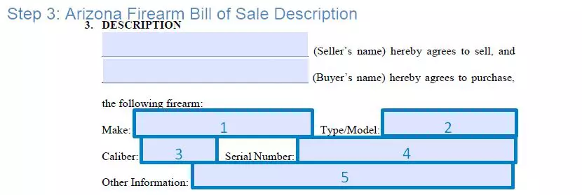 Step 3 to filling out an arizona firearm blank bill of sale - description