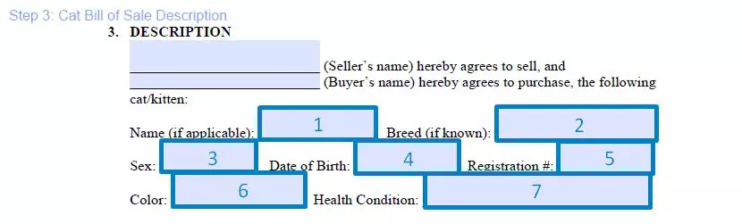 Step 3 to filling out a cat bill of sale template - description