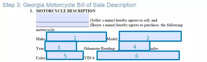 Step 3 to filling out a georgia motorcycle bill of sale sample - description