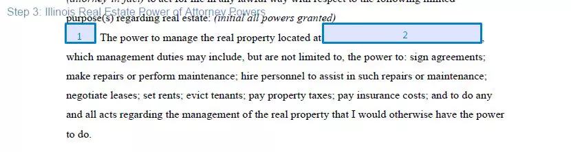 Step 3 to filling out an illinois real estate poa template - powers
