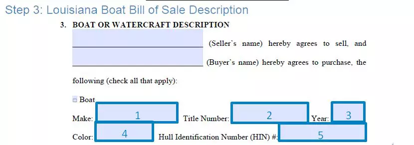 Step 3 to filling out a louisiana boat bill of sale template - description
