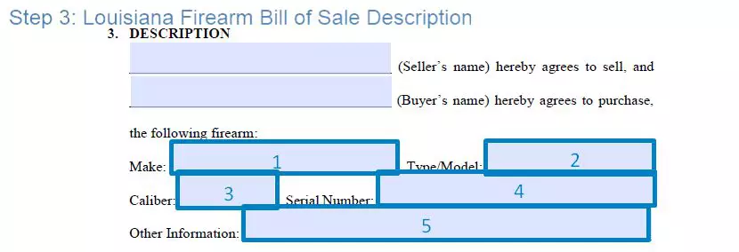 Step 3 to filling out a louisiana firearm blank bill of sale - description