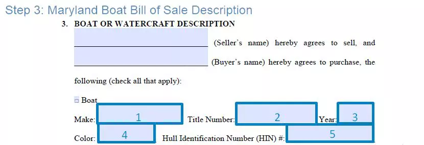 Step 3 to filling out a maryland boat bill of sale sample - description