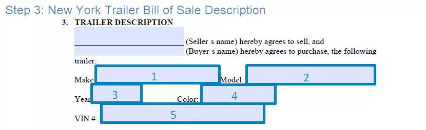 Step 3 to filling out a new york trailer bill of sale sample - description