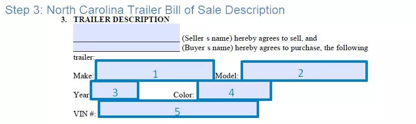 Step 3 to filling out a north carolina trailer bill of sale sample - description