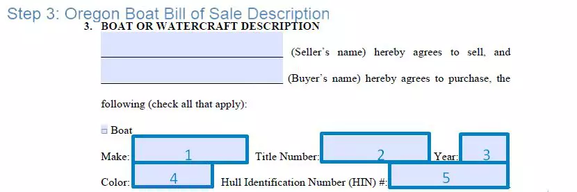 Step 3 to filling out an oregon boat bill of sale form - description