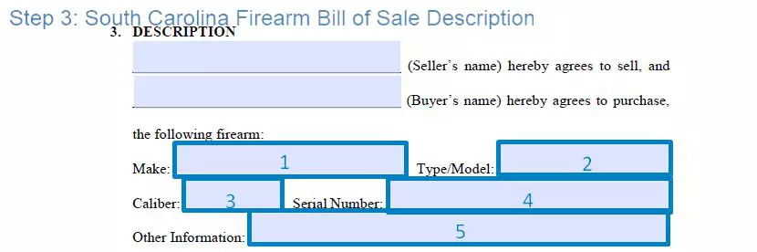 Step 3 to filling out a south carolina gun bill of sale form - description