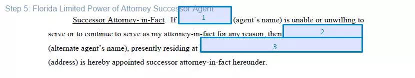 Step 5 to filling out a florida limited blank poa- successor agent