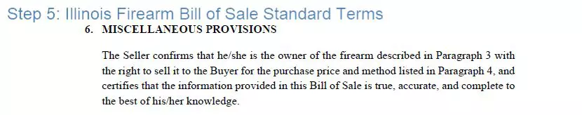 Step 5 to filling out an illinois firearm bill of sale sample - standard terms