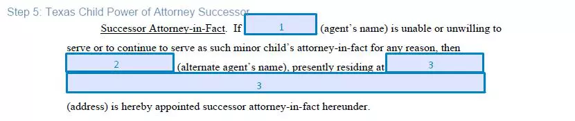 Step 5 to filling out a texas minor power of attorney template - successor