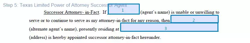 Step 5 to filling out a texas limited blank power of attorney - successor agent