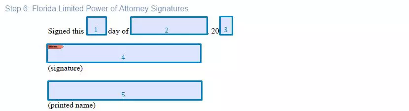 Step 6 to filling out a florida limited power of attorney template signatures