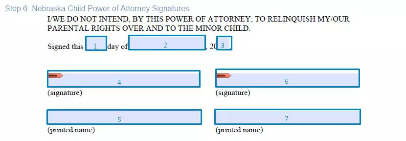 Step 6 to filling out a nebraska minor power of attorney sample - signatures