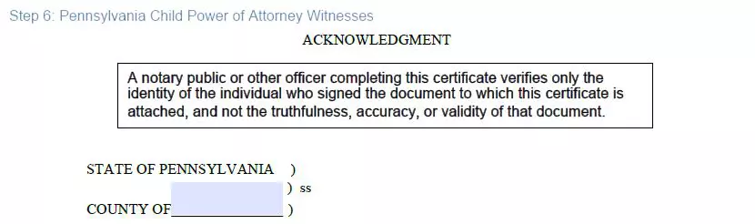 Step 6 to filling out a pennsylvania child power of attorney example - witnesses