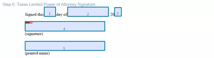 Step 6 to filling out a texas limited power of attorney sample signature