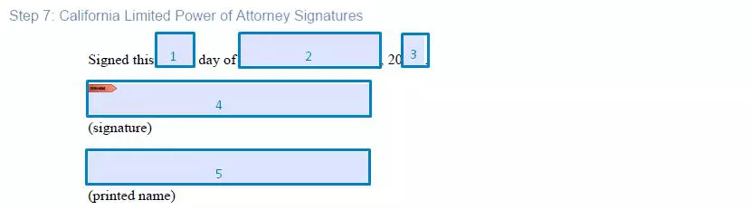 Step 7 to filling out a california limited poa - signatures