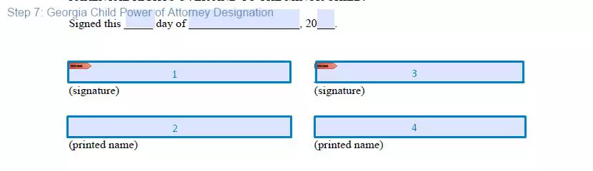 Step 7 to filling out a georgia child poa example designation