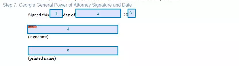 Step 7 to filling out a georgia general poa form signature and date