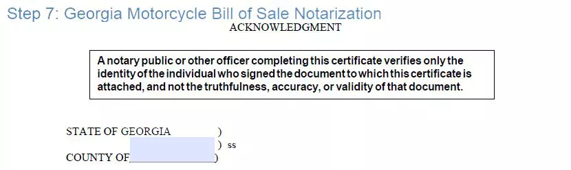 Step 7 to filling out a georgia motorcycle bill of sale template - notarization