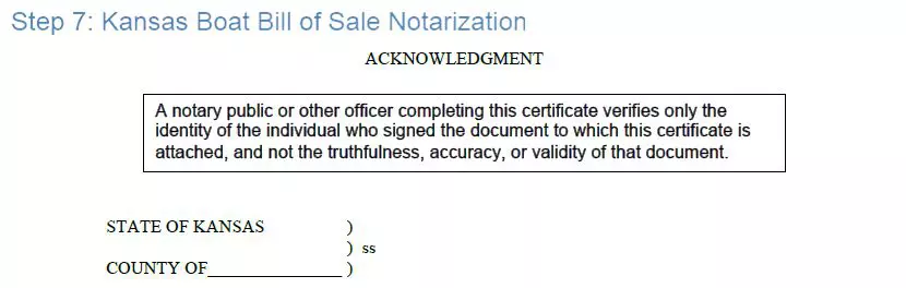 Step 7 to filling out a kansas boat bill of sale example - notarization