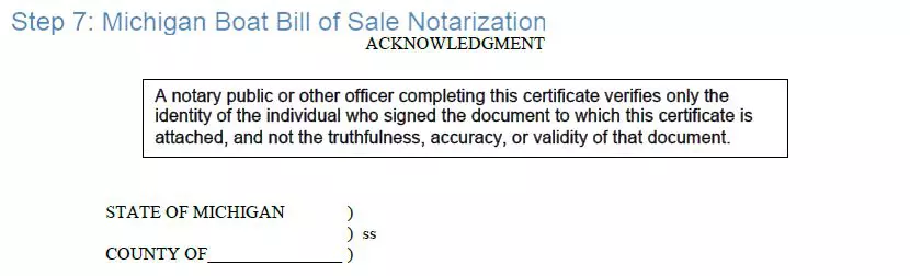 Step 7 to filling out a michigan boat blank bill of sale notarization