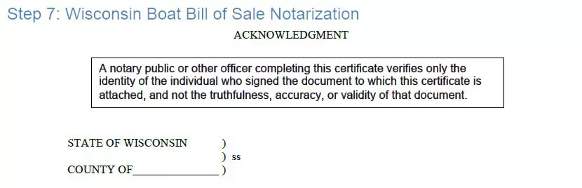 Step 7 to filling out a wisconsin boat bill of sale example - notarization