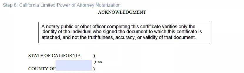 Step 8 to filling out a california limited power of attorney sample notarization