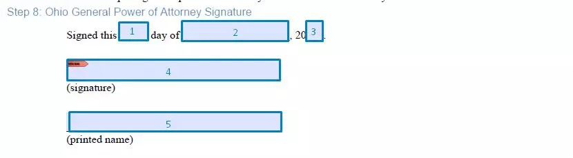 Step 8 to filling out an ohio financial power of attorney form - signature