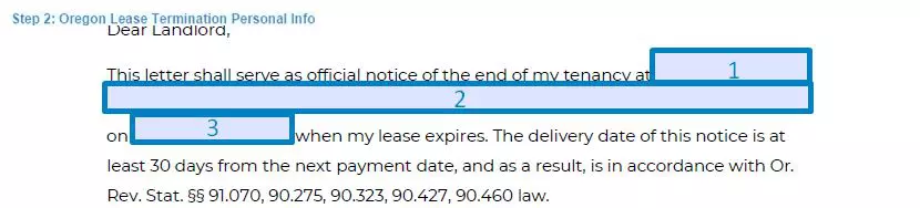 Step 2 to filling out an oregon lease termination - personal info