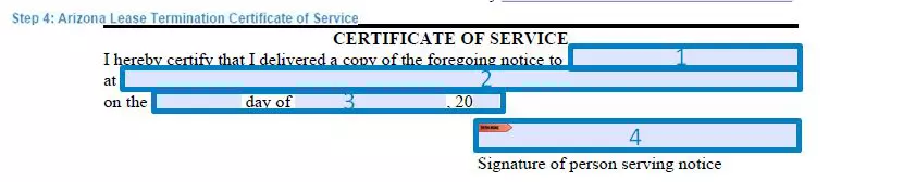 Step 4 to filling out an arizona lease termination example certificate of service