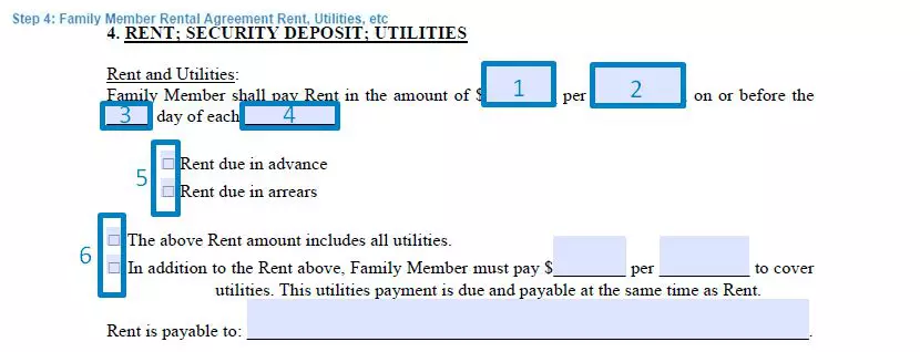 Step 4 to filling out a family member rental agreement sample - rent, utilities, etc