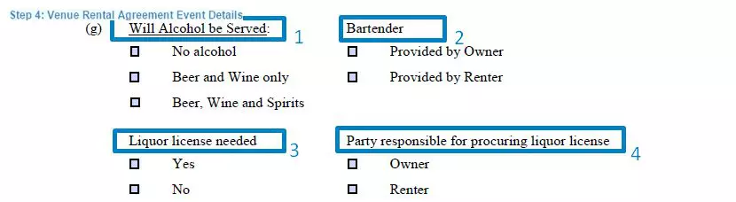 Step 4 to filling out a venue rental agreement sample event details