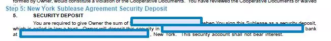 Step 5 to filling out a new york sublease agreement sample - security deposit