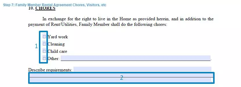 Step 7 to filling out a family member rental agreement form chores, visitors, etc