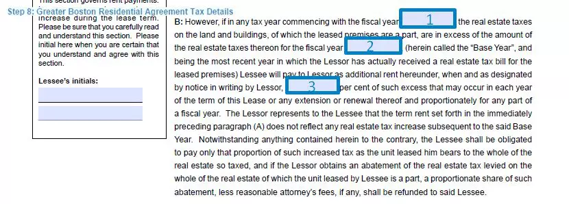 Step 8 to filling out a greater boston residential agreement form - tax details