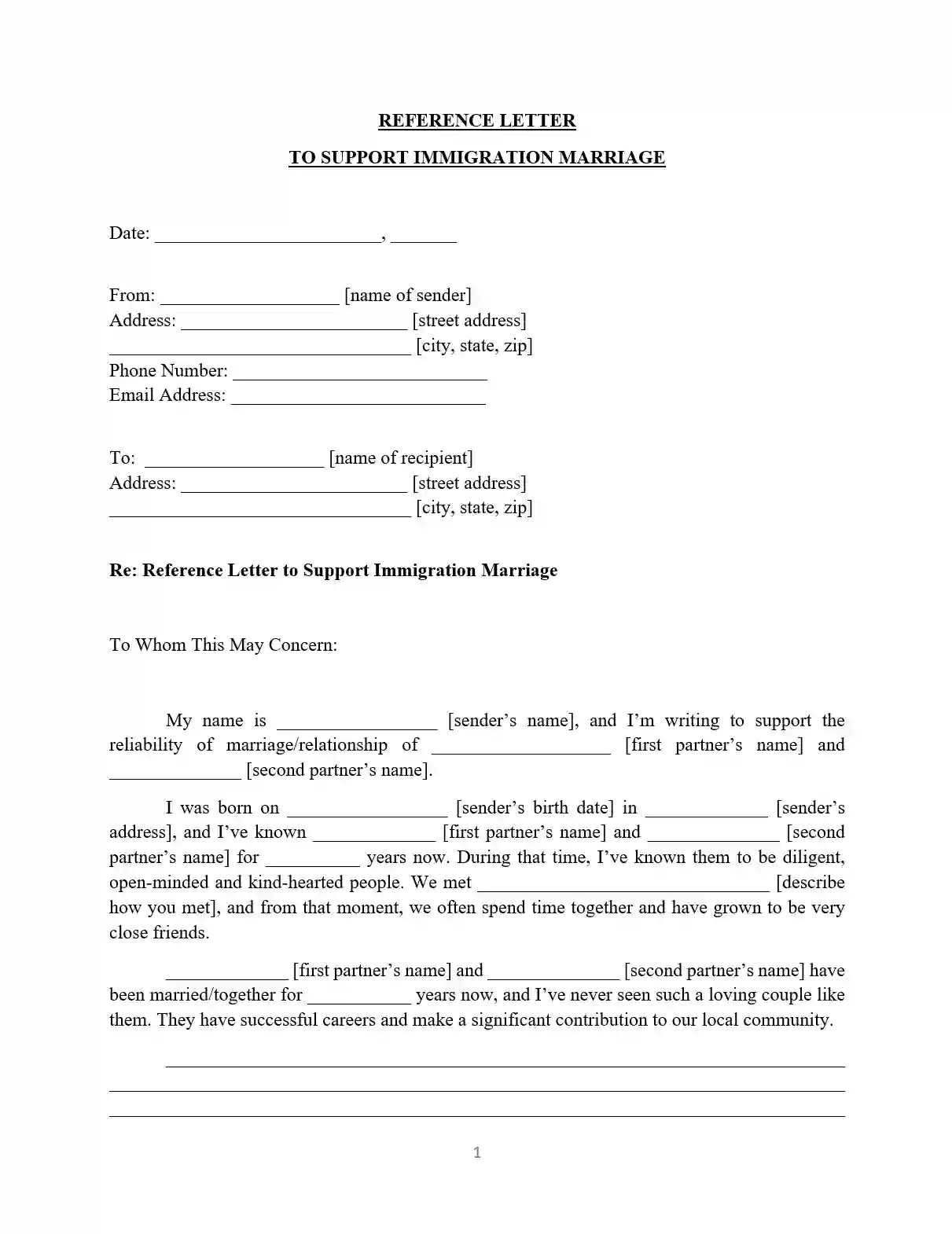 Reference Letter For Immigration Marriage + Samples