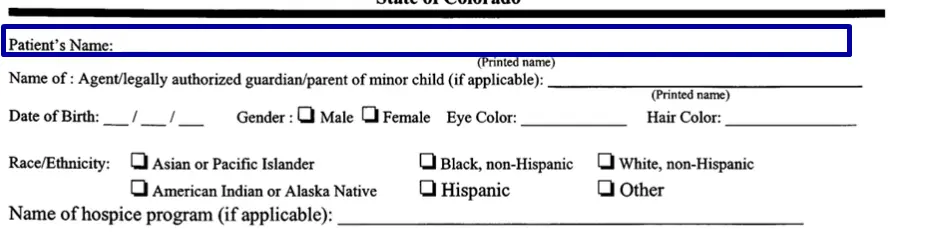 step 1 to filling out the colorado dnr form full name
