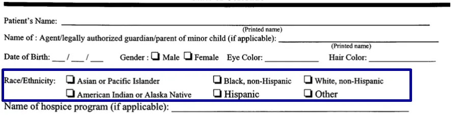 step 1 to filling out the colorado dnr form - race ethnicity