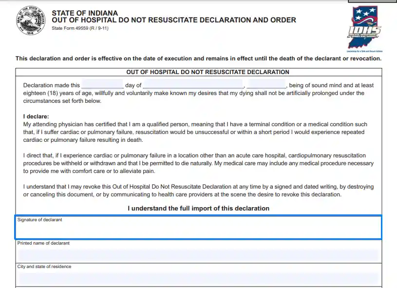 step 2 to filling out the indiana dnr form - sign the form