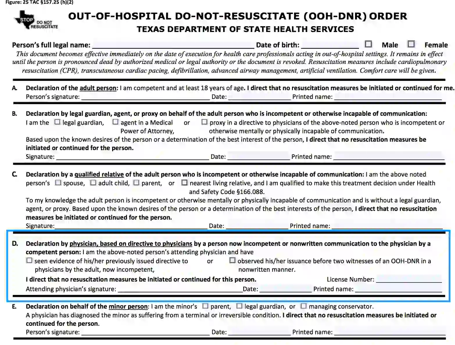 step 2.4 to filling out the texas dnr form confirm a declaration