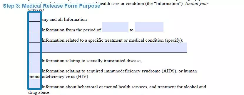 Step 3 to filling out a medical release template - purpose