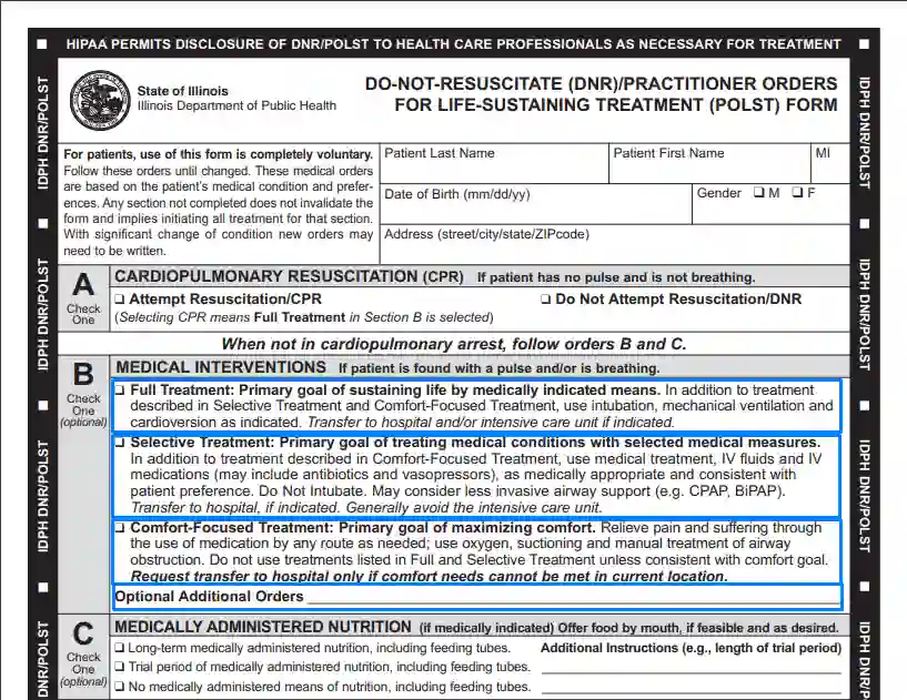 step 3 to filling out the illinois dnr form select the type of treatment