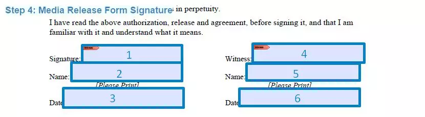Step 4 to filling out a media release sample signature