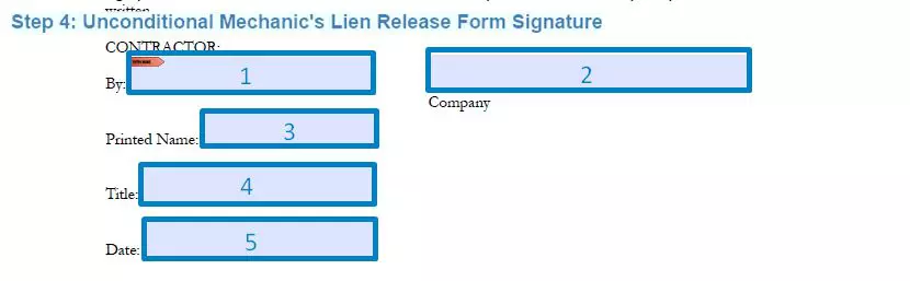 Step 4 to filling out an unconditional mechanics lien release example - signature