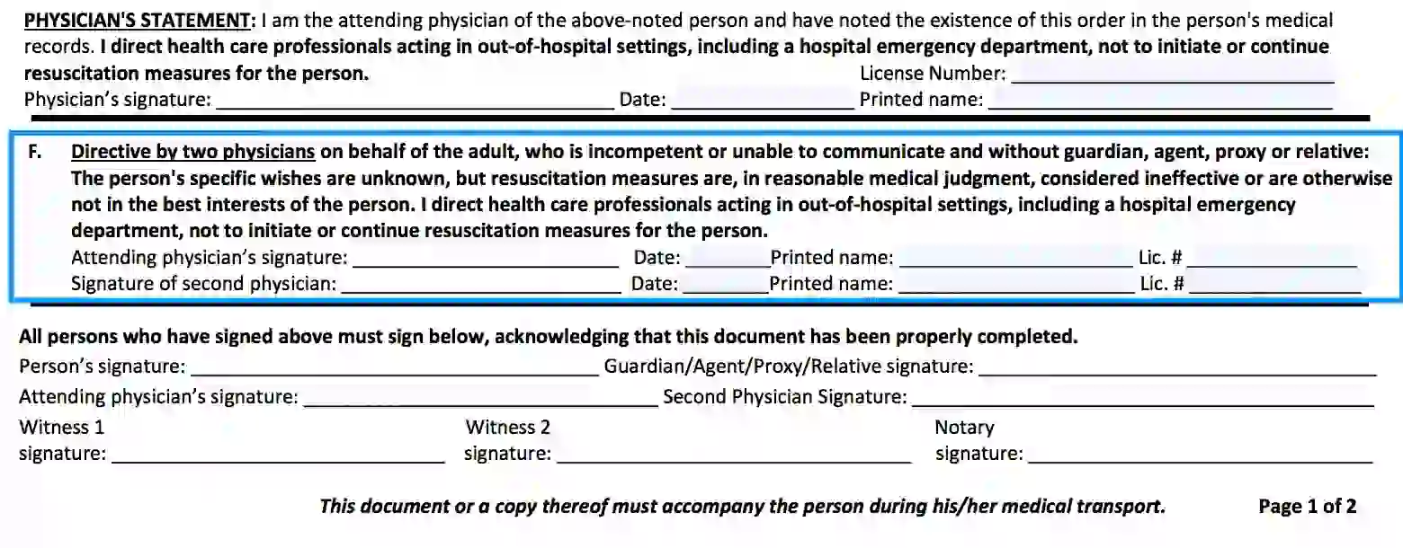 step 4.2 to filling out the texas dnr form - provide a physicians information