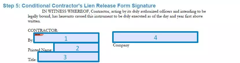 Step 5 to filling out a conditional contractors lien release template signature
