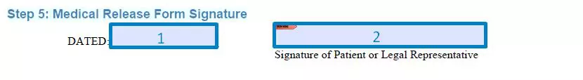 Step 5 to filling out a medical release example signature