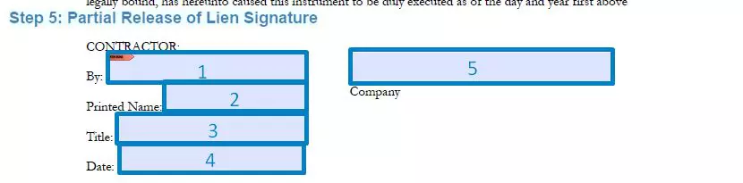 Step 5 to filling out a partial release of lien template signature