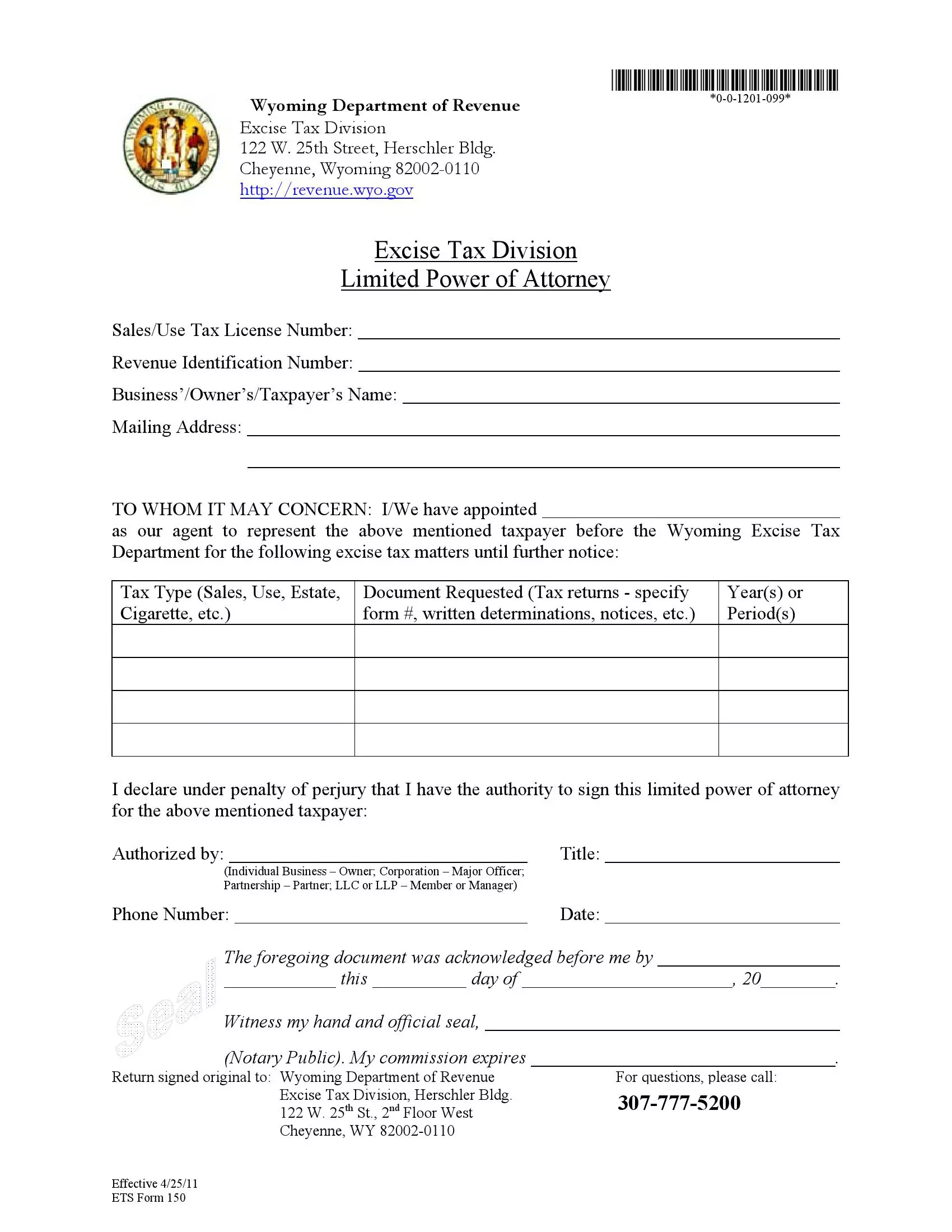 wyoming ets form 150 preview