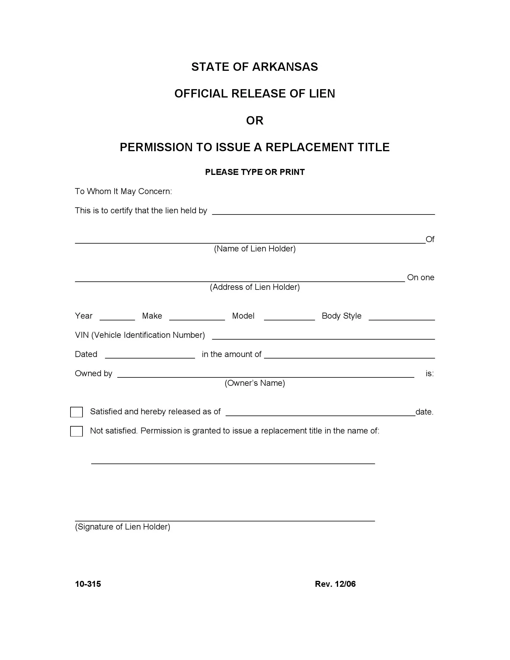 (Boat) Form 10-315